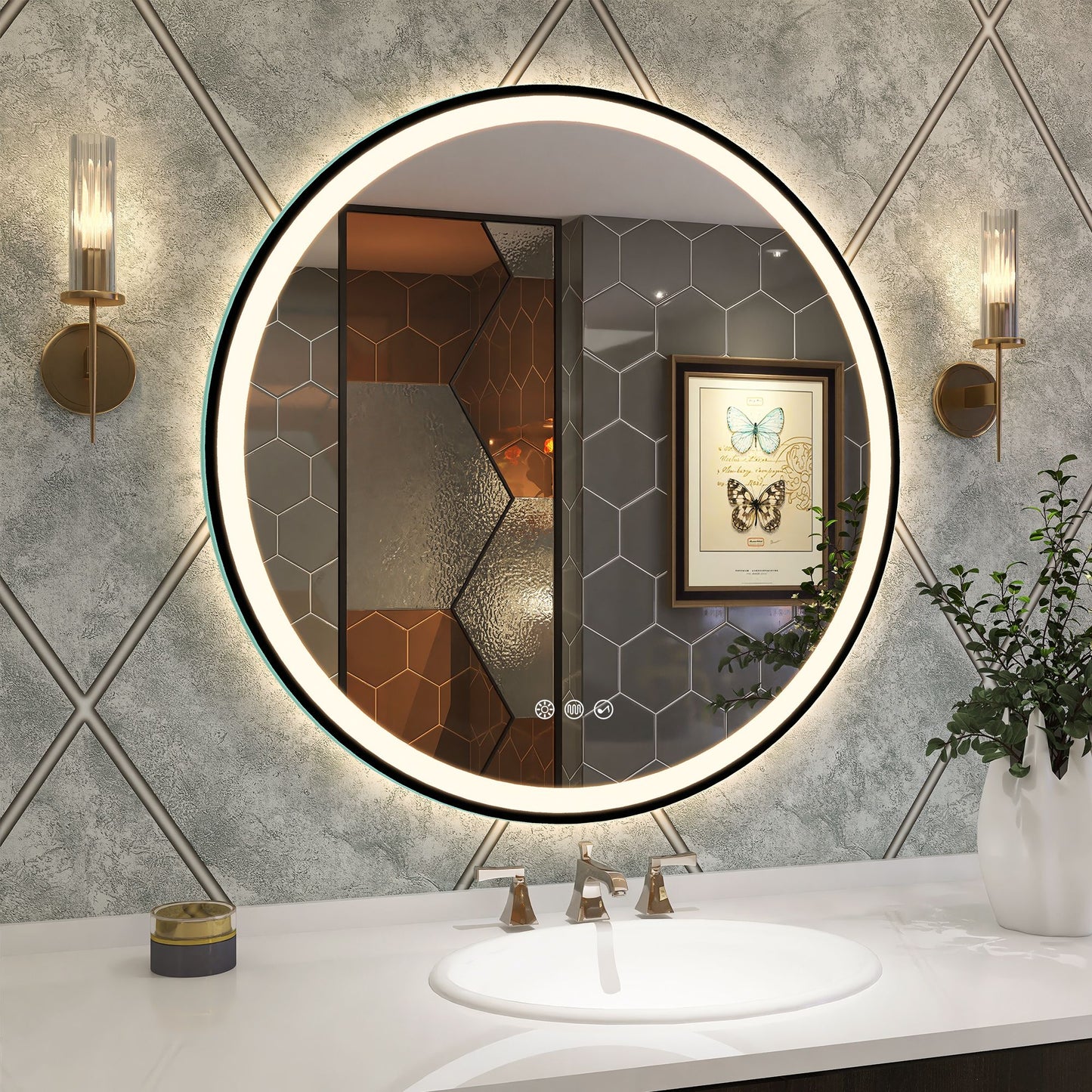 STARLEAD LED-Badrundspiegel 80 cm – Dimmbar, Bluetooth, Antibeschlag, IP44