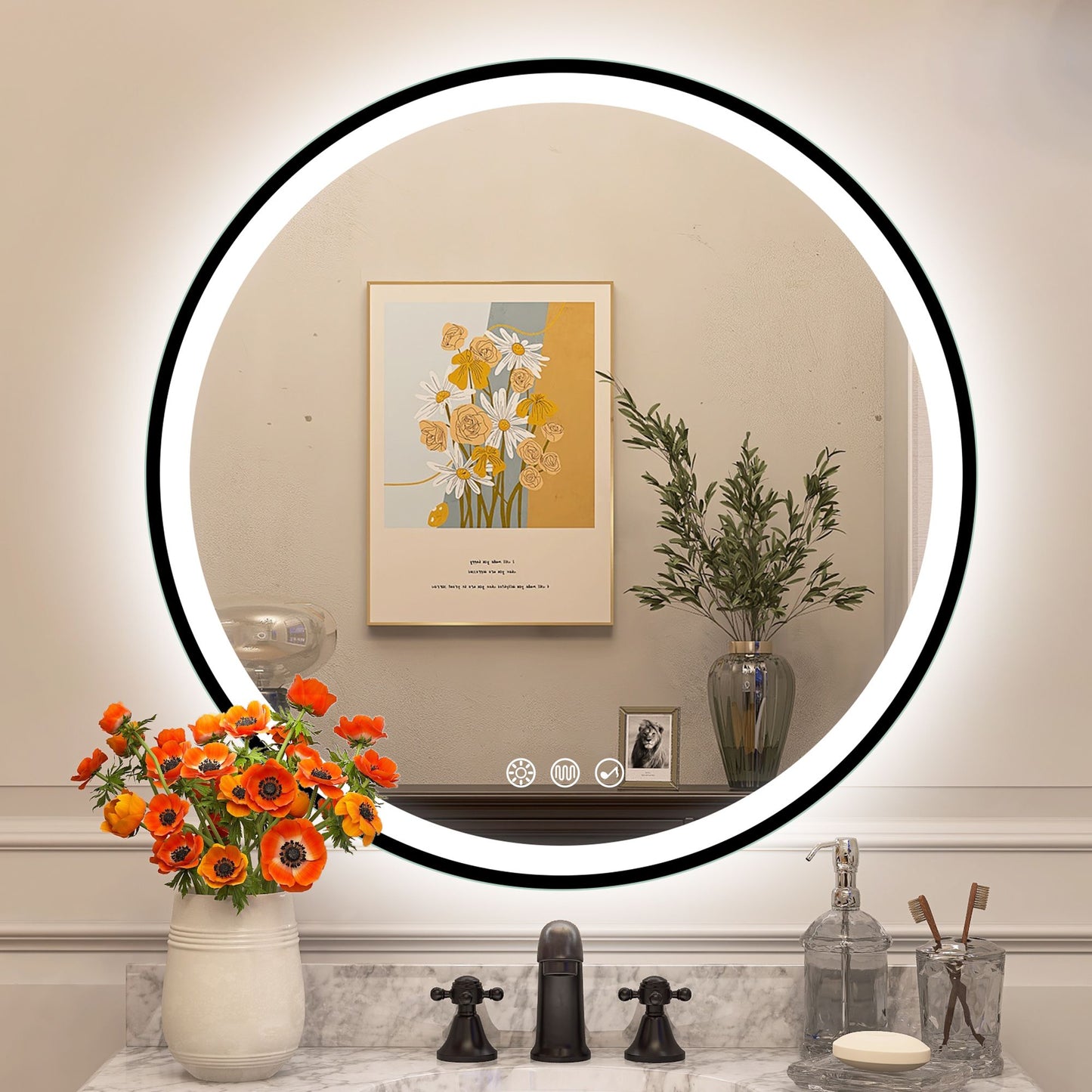 STARLEAD LED-Badrundspiegel 80 cm – Dimmbar, Bluetooth, Antibeschlag, IP44