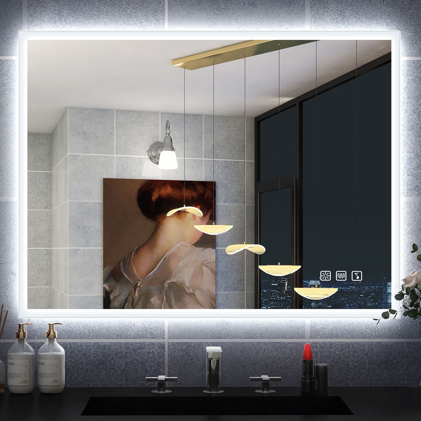 STARLEAD LED-Badspiegel 100x70 cm – Bluetooth, Dimmbar, Antibeschlag, 3 Lichtfarben