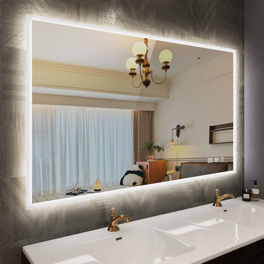 STARLEAD LED-Badspiegel 100x70 cm – Bluetooth, Dimmbar, Antibeschlag, 3 Lichtfarben