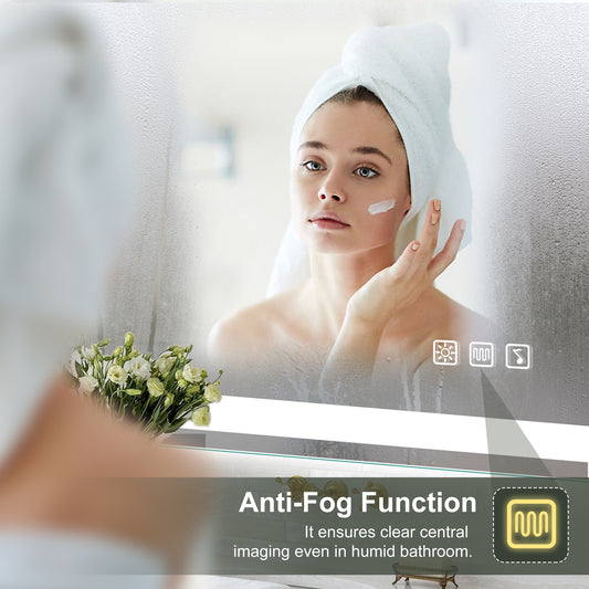 STARLEAD LED-Badspiegel 100x70cm – Bluetooth, Dimmbar, Entfoggen, IP44