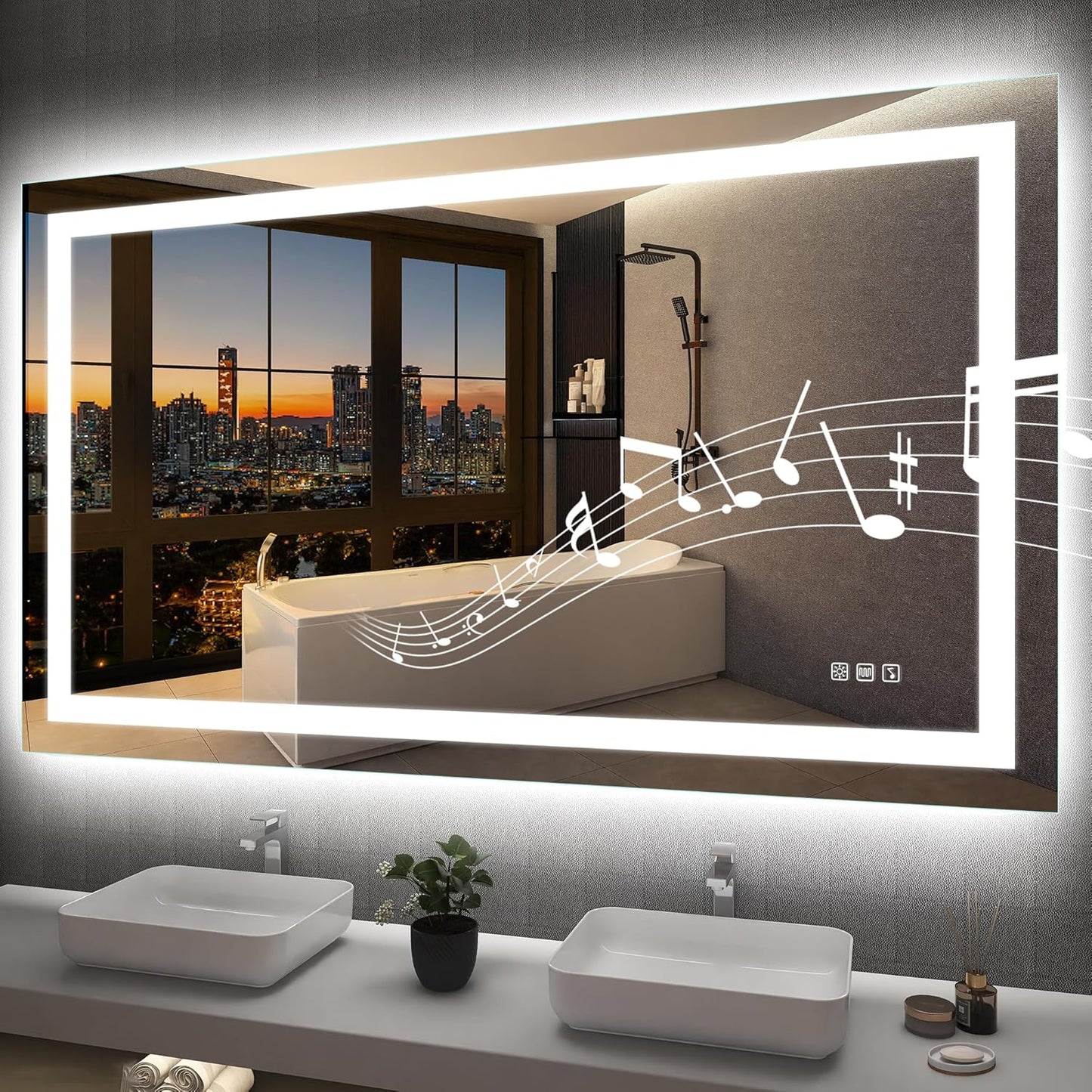 Xmirror 36x60 LED-Bathroom-Mirror-with-Bluetooth