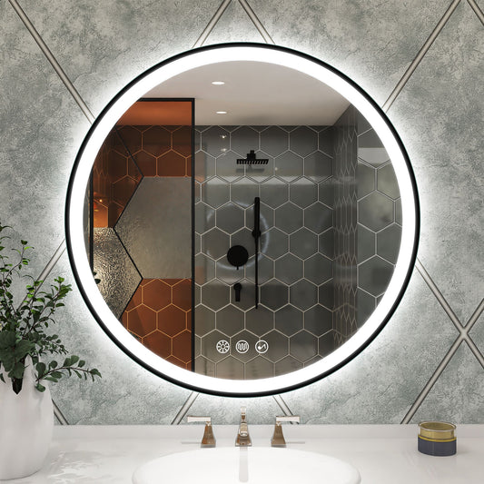STARLEAD LED-Badrundspiegel 80 cm – Dimmbar, Bluetooth, Antibeschlag, IP44