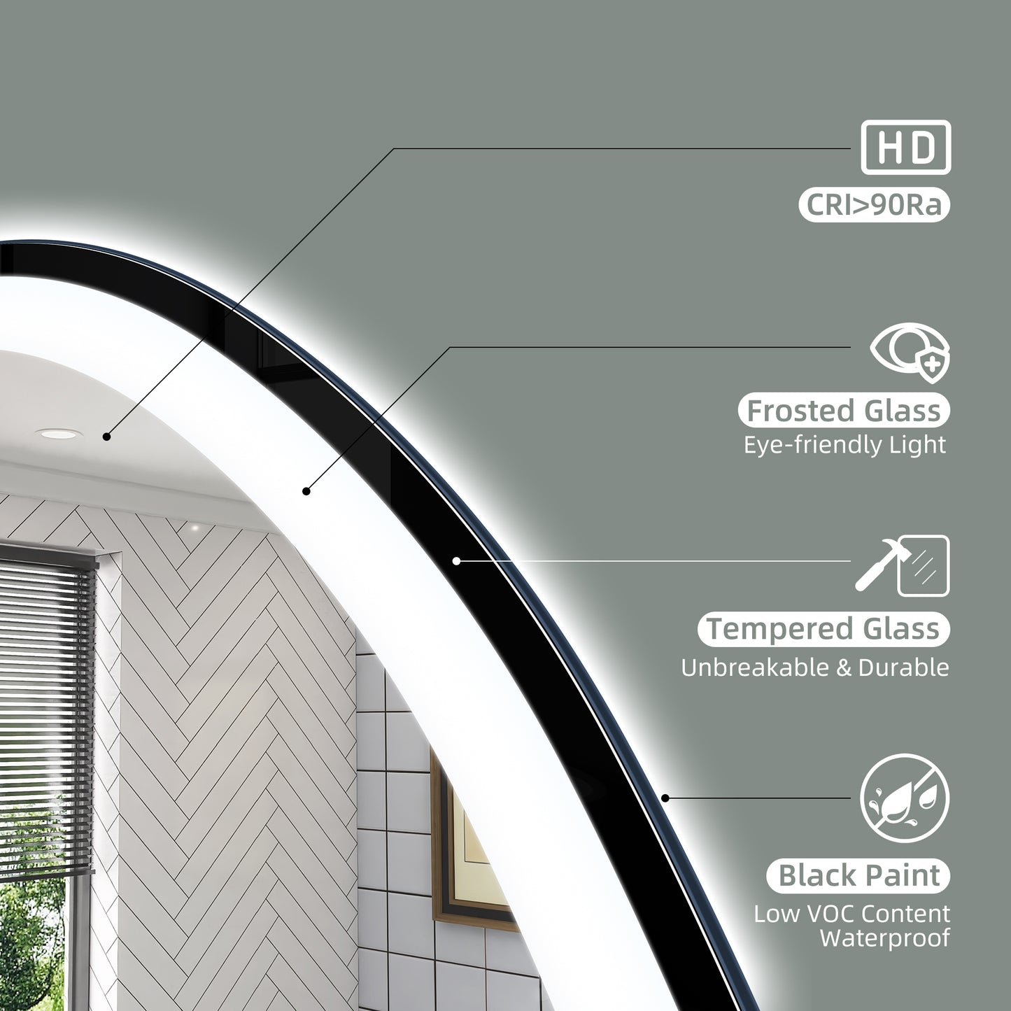 STARLEAD LED-Badrundspiegel 80 cm – Dimmbar, Bluetooth, Antibeschlag, IP44