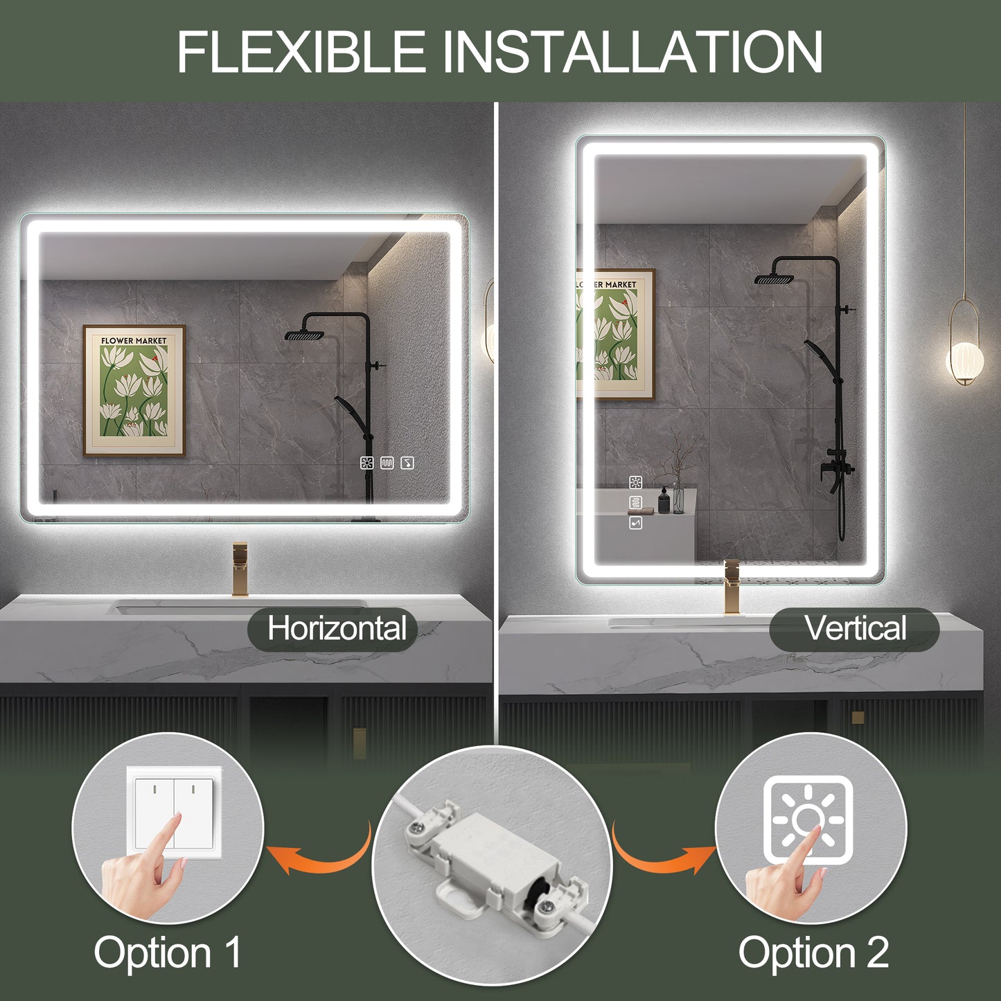 STARLEAD LED-Badspiegel 100x70cm – Bluetooth, Dimmbar, Entfoggen, IP44