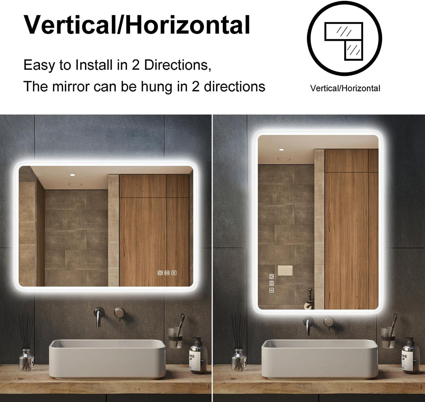 Xmirror 47"x35.2" LED-Lighted-Bathroom-Mirror, Wall-Mounted-Dimmable-Vanity-Mirror, Bluetooth Speaker